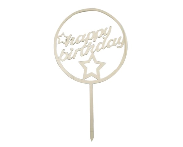 PLEKSİ PASTA SÜSÜ HAPPY BıRTHDAY YUVARLAK 20CM GÜMÜŞ