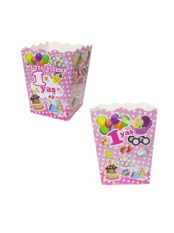 Popcorn Puantiyeli 1 Yaş Pembe 12 ' Li - 1 Yaş Doğum Günü | Parti Adresi