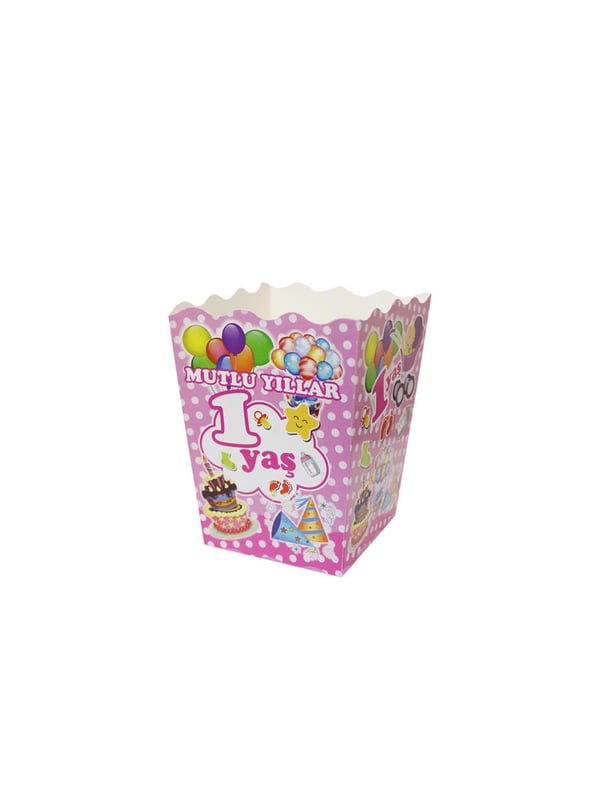 Popcorn Puantiyeli 1 Yaş Pembe 12 ' Li - 1 Yaş Doğum Günü | Parti Adresi