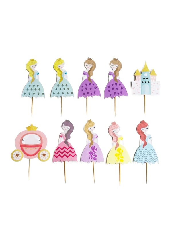 Prenses Şato Temalı Kürdan Figürlü Cupcake Kürdanı Pasta Süsü 10'lu - Prensesler Temalı Parti | Parti Adresi