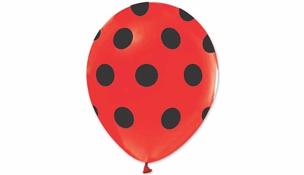 Puantiye Baskılı Balon Kırmızı-Siyah 10 Lu