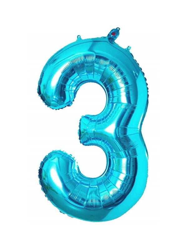 Rakam Folyo Balon 3 Mavi Renk 86 Cm - 34”