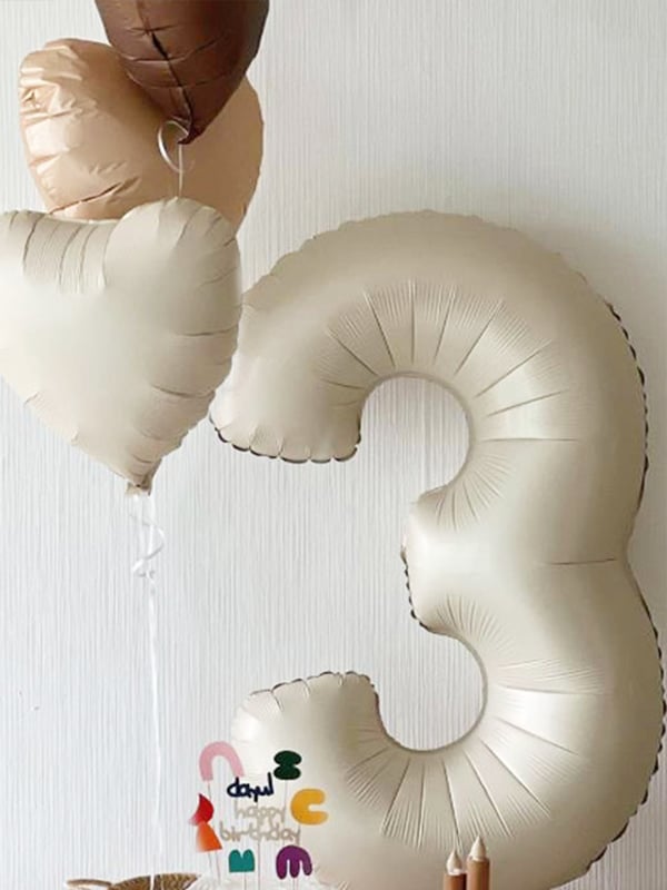 Rakam Folyo Balon 3 Rakamı Krem 76 cm 34 inc