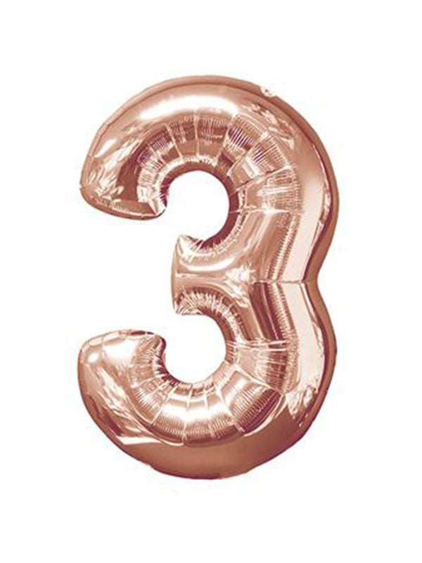 Rakam Folyo Balon 3 Rose Gold Renk 100 Cm - 40