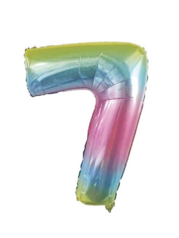 Rakam Folyo Balon 7 Gökkuşağı Renk 86 Cm - 34”