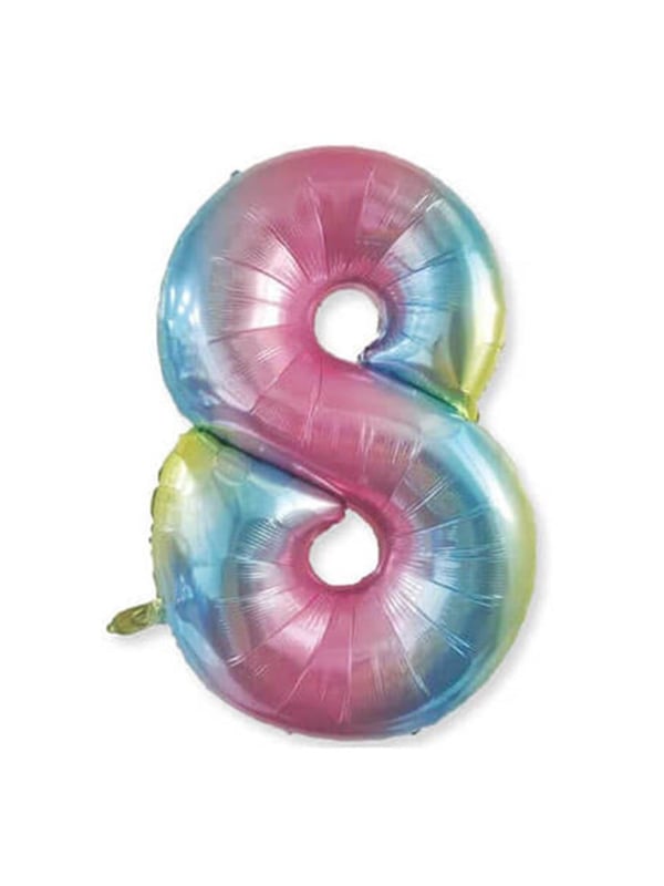 Rakam Folyo Balon 8 Gökkuşağı Renk 86 Cm - 34”