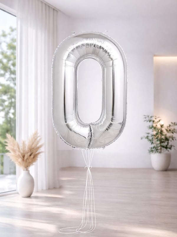 Rakam Folyo Balon Doğum Günü Parti Balonu 0 Gümüş Renk 76 cm 34 inc - Rakam Balon | Parti Adresi