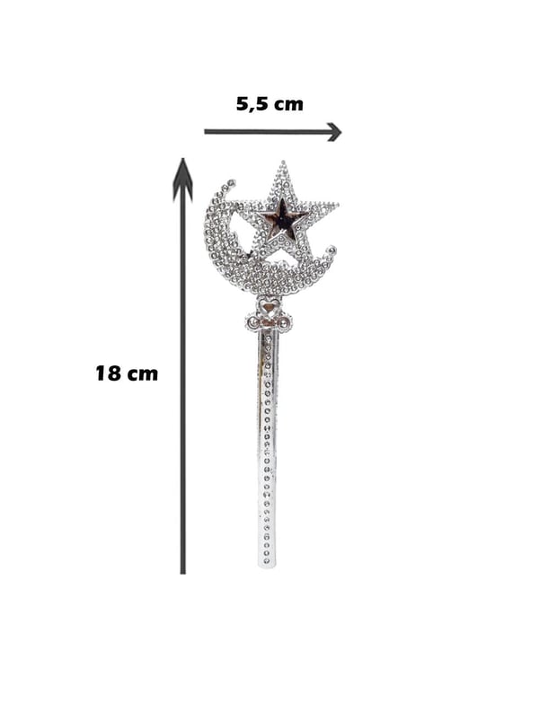 Ramazan Temalı Ay Yıldız Dekoratif Palstik Çubuk – 18 cm Gümüş - Ramazan Bayramı | Parti Adresi