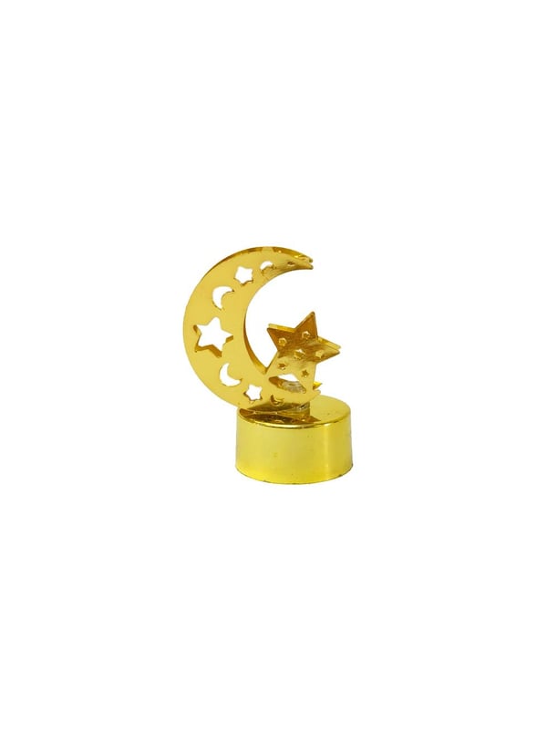 Ramazan Temalı Mini Led Mum Ay Yıldız Masaüstü Dekoru Gold 7 cm - Ramazan Bayramı | Parti Adresi