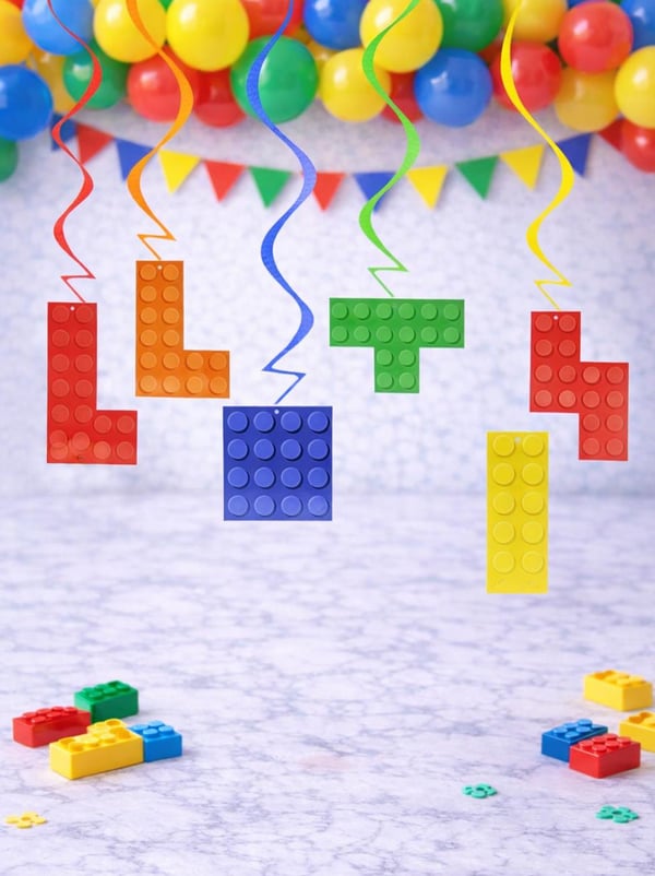 Renkli Lego Temalı Tavan Sarkıt Süsü Doğum Günü Parti Dekoru - Kağıt Süsler | Parti Adresi