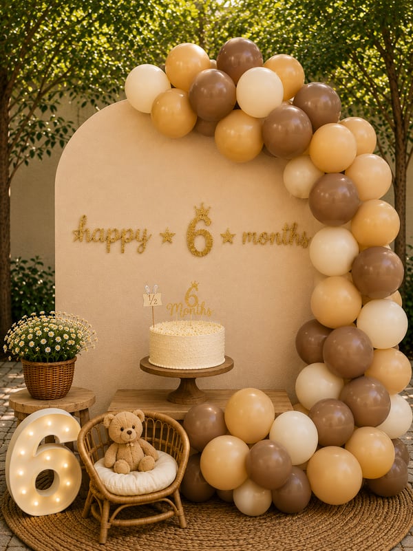 Retro Kahve Balon Zinciri  – Baby Shower ve Doğum Günü Süsleri - Parti Seti | Parti Adresi