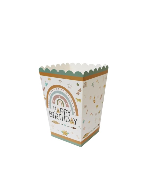 Retro Temalı Karton Mısır Kutusu – Doğum Günü Popcorn Kutusu 8'li - Retro Parti | Parti Adresi