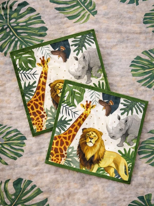 Safari Temalı Peçete Wild Life Yazılı Doğum Günü Parti Peçetesi 16'lı - Peçeteler | Parti Adresi