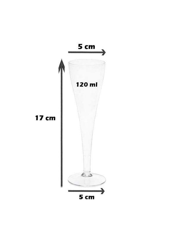 Şampanya Kadehi Şeffaf Ayaklı 6'lı - Plastik Kadehler | Parti Adresi