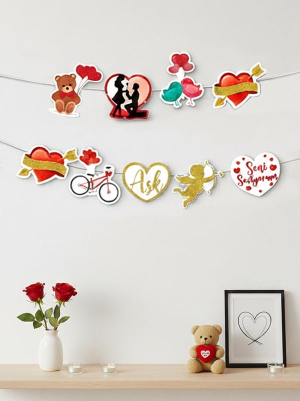 Seni Seviyorum Simli Dekoratif Banner - Sevgililer Günü Süsleri | Parti Adresi