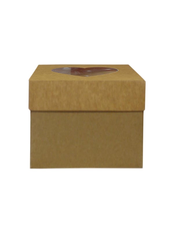 Sevgililer Günü Kalpli Kraft Hediye Kutusu 20x20x5 Cm