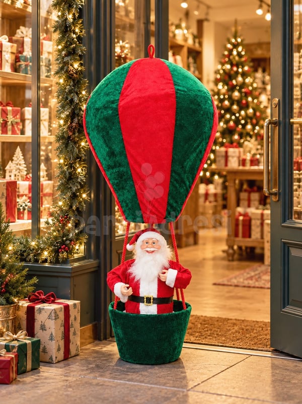 Sıcak Hava Balonlu Noel Baba Büyük Yılbaşı Dekoru 110 cm - Yılbaşı Dekor Süsleri | Parti Adresi
