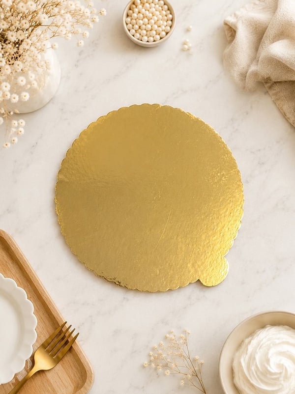 Sıvamalı Pasta Altı 26 Cm Altın - Dantel Kağıtlar | Parti Adresi