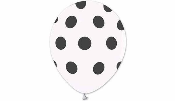Siyah Puantiye Baskılı Beyaz Balon 10 Lu