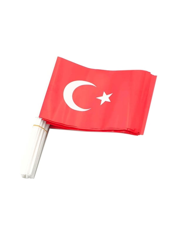 Sopalı Türk Bayrağı Milli Bayram Kağıt El Bayrağı 30x20 cm 40'lı - Kağıt Süsler | Parti Adresi