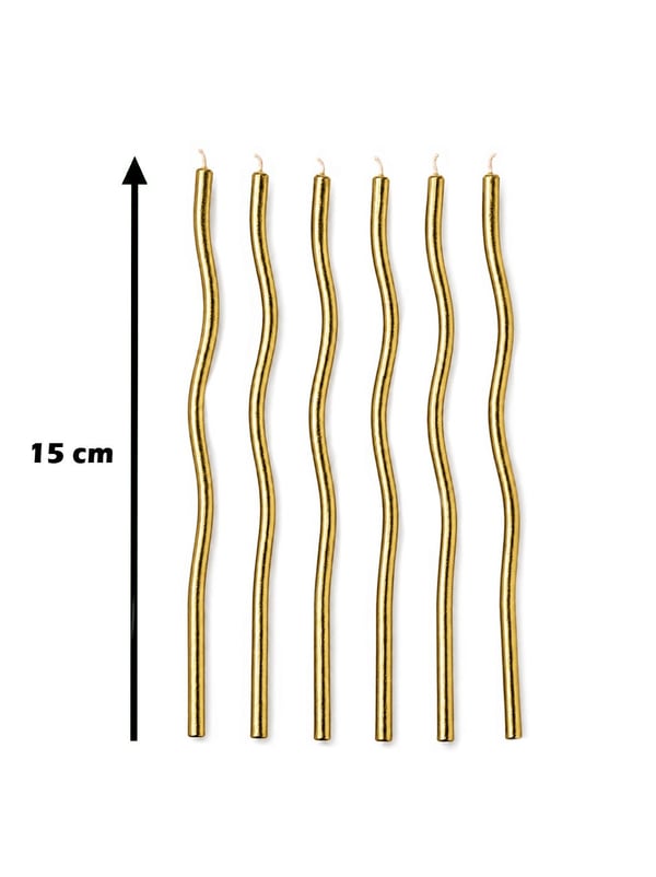 Spiral Pasta Mumu Altın 15 cm 6'lı - Doğum Günü Mumları | Parti Adresi