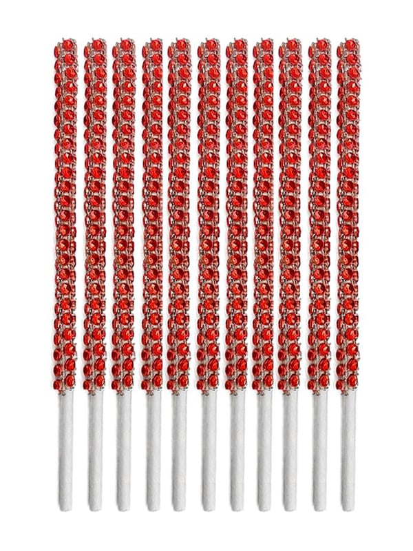 Taşlı Kürdan Cupcake Kürdanı Taşlı Cake Pops Çubuğu Kırmızı 12'li