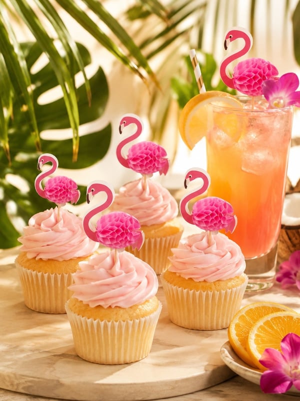 Tropikal Flamingo Parti Kürdanı – Parti Cupcake ve İçecek Süsü 6'lı - Pipet ve Kürdanlar | Parti Adresi