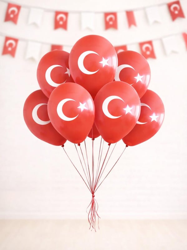 Türk Bayrağı Ay Yıldız Baskılı Balon – Kalisan Milli Bayram Balonu 10'lu - Milli Bayram Süsleri | Parti Adresi