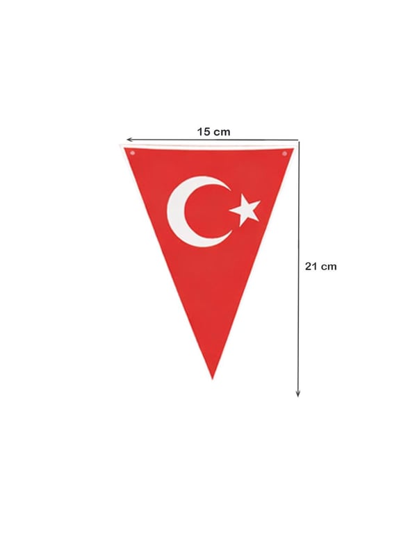 Türk Bayrağı Baskılı Üçgen Flama Bayrak  – Sınıf Okul Milli Bayram Dekoru - Milli Bayram Süsleri | Parti Adresi