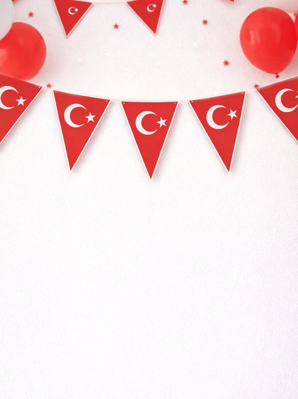 Türk Bayrağı Baskılı Üçgen Flama Bayrak  – Sınıf Okul Milli Bayram Dekoru - Milli Bayram Süsleri | Parti Adresi