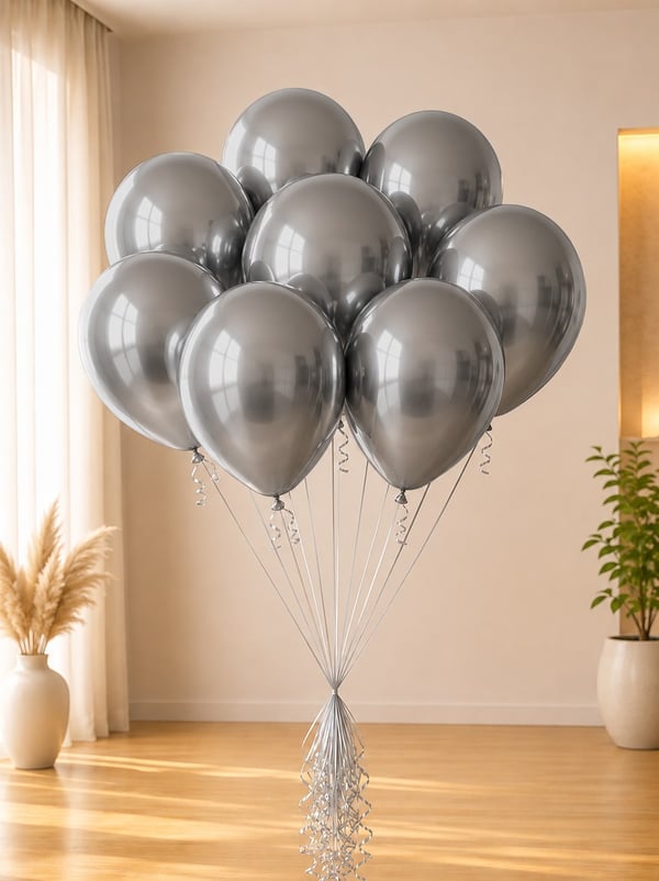 Uzay Gri Krom Balon 12 inc 50'li - Krom Balon | Parti Adresi