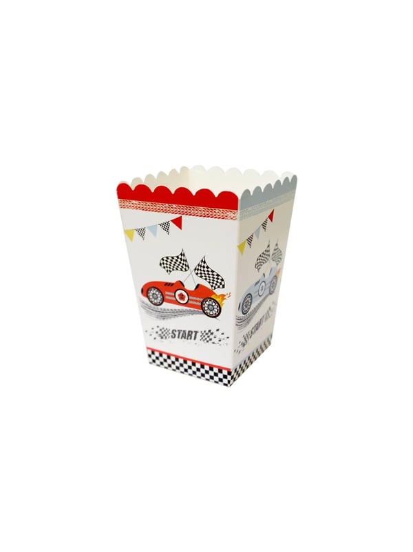 Yarış Arabaları Temalı Karton Mısır Kutusu – Doğum Günü Popcorn Kutusu 8'li - Yarış Arabaları Temalı Parti | Parti Adresi