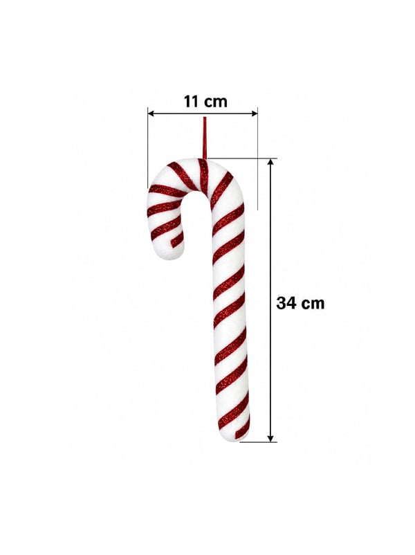 Yılbaşı Ağaç Süsü Baston Şeker Figürlü Dekoratif Süs 34 cm - Ağaç Süsleri - Asmalı Süsler | Parti Adresi