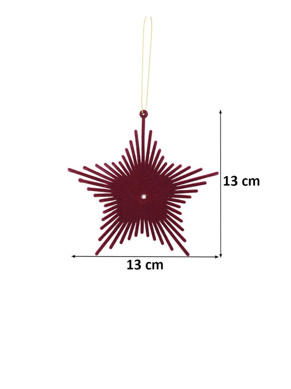 Yılbaşı Ağaç Süsü Kadife Yıldız Dekoratif Süs Bordo 13 cm - Ağaç Süsleri - Asmalı Süsler | Parti Adresi