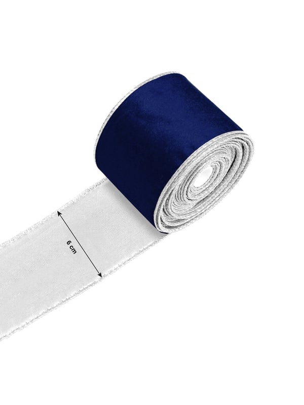 Yılbaşı Ağaç Süsü Lacivert Kadife Kurdele 6 cm  –  Dekoratif Hediye Paketleme Kurdelesi - Ağaç Süsleri - Asmalı Süsler | Parti Adresi
