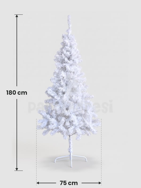 Yılbaşı Çam Ağacı Beyaz 180 cm 355 Dal - Lüks Yılbaşı Ağacı | Parti Adresi