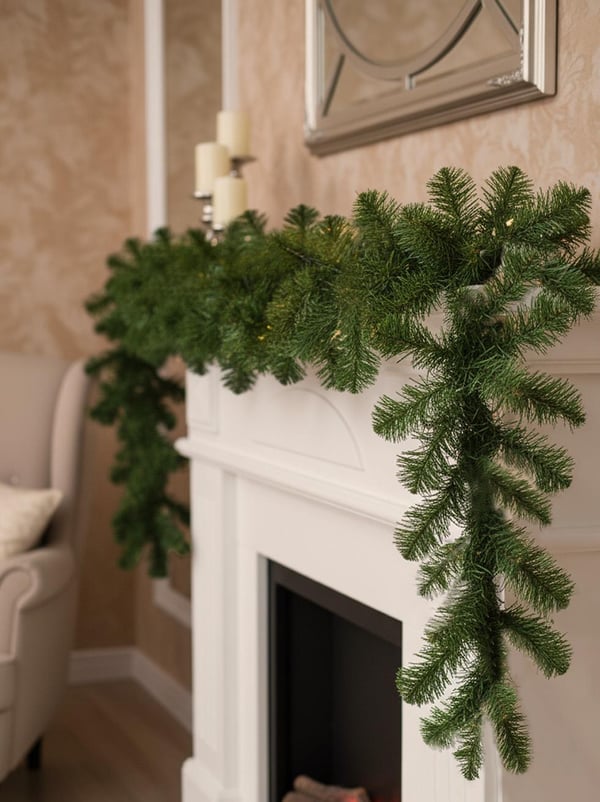 Yılbaşı Çam Dalı Garland Yoğun Dallı Şömine - Masa Süsü Yeşil 270 cm - Garland | Parti Adresi
