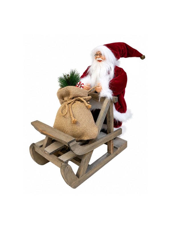 Yılbaşı Dekoru Çuvallı Kızaklı Noel Baba 32 cm - Noel Baba/Kardan Adam | Parti Adresi