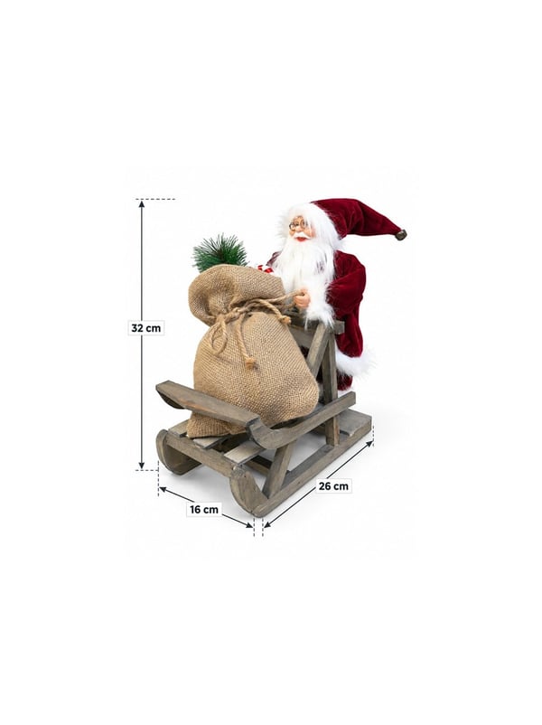 Yılbaşı Dekoru Çuvallı Kızaklı Noel Baba 32 cm - Noel Baba/Kardan Adam | Parti Adresi