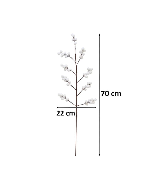 Yılbaşı Dekoru Kar Efektli Beyaz Top Detaylı Dekoratif Süs Dalı Beyaz 70 cm - Yılbaşı Dekor Süsleri | Parti Adresi
