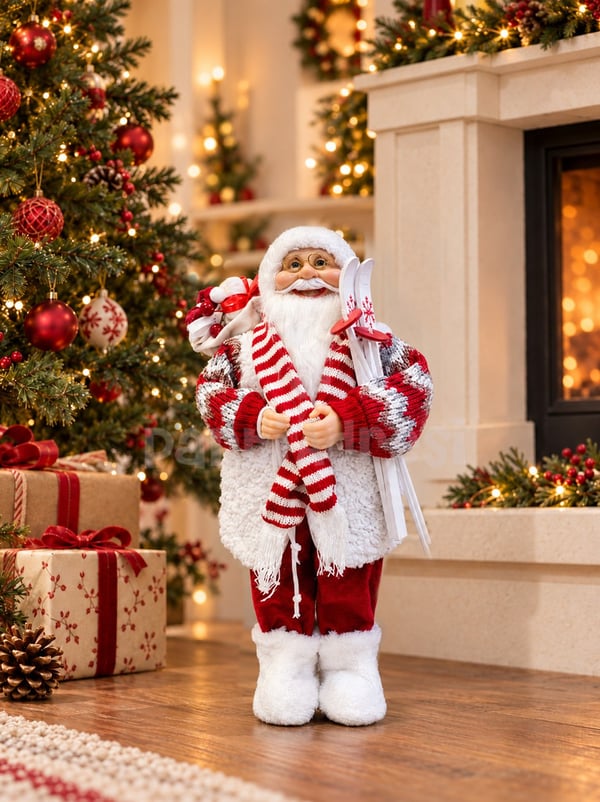Yılbaşı Dekoru Kayaklı Noel Baba 45 cm – Kırmızı Beyaz Dekoratif Figür - Noel Baba/Kardan Adam | Parti Adresi