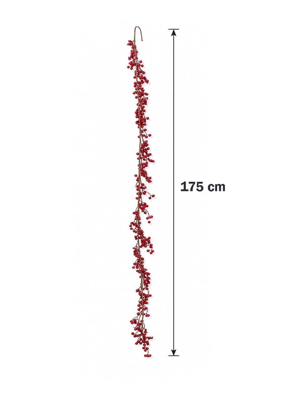 Yılbaşı Dekoru Kırmızı Kokina Berry Garland 175 cm – Dekoratif Kapı ve Şömine Süsü - Garland | Parti Adresi