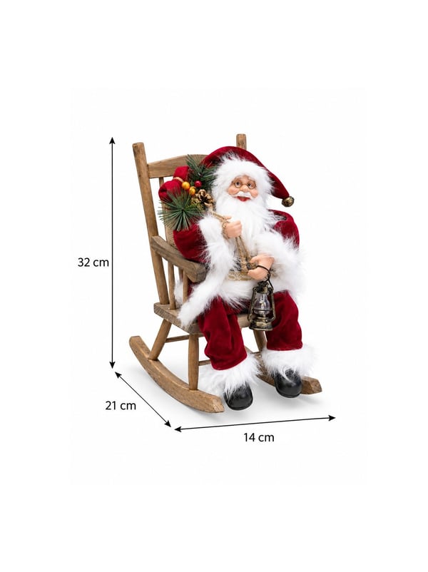 Yılbaşı Dekoru Sallanan Sandalyede Noel Baba 32 cm - Noel Baba/Kardan Adam | Parti Adresi