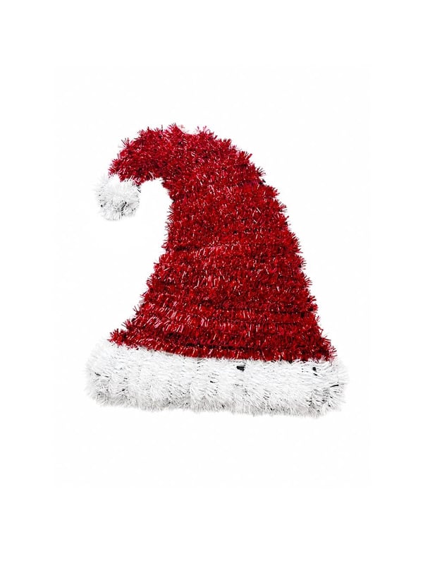 Yılbaşı Dekoru Simli Kırmızı Noel Baba Şapkası  –  Kapı, Duvar ve Ağaç Süsü 45 cm - Yılbaşı Dekor Süsleri | Parti Adresi