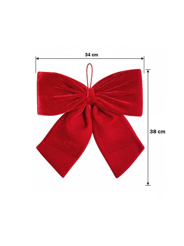 Yılbaşı Kırmızı Kadife Kurdele Fiyonk 34 cm – Ağaç ve Kapı Süsü - Ağaç Süsleri - Asmalı Süsler | Parti Adresi