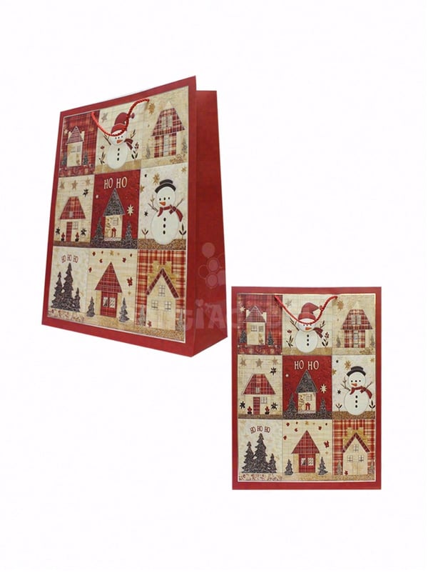 Yılbaşı Temalı Karton Hediye Çantası – Alışveriş Çantası 30x40x12 cm 12'li - Yılbaşı Ambalajları | Parti Adresi