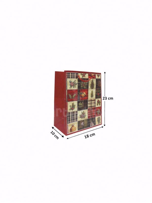 Yılbaşı Temalı Karton Hediye Çantası – Çam Ağacı Motifli 18x23x10 cm - Yılbaşı Ambalajları | Parti Adresi