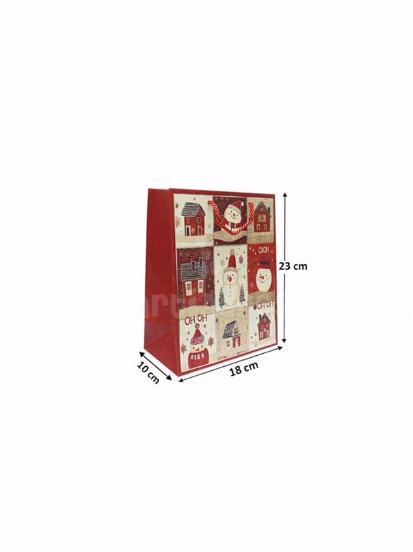 Yılbaşı Temalı Karton Hediye Çantası – Kardan Adam Motifli 18x23x10 cm - Yılbaşı Ambalajları | Parti Adresi