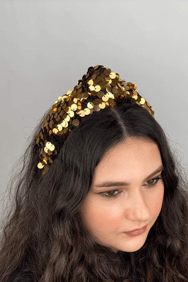 Gold Sequin Knotted Headband