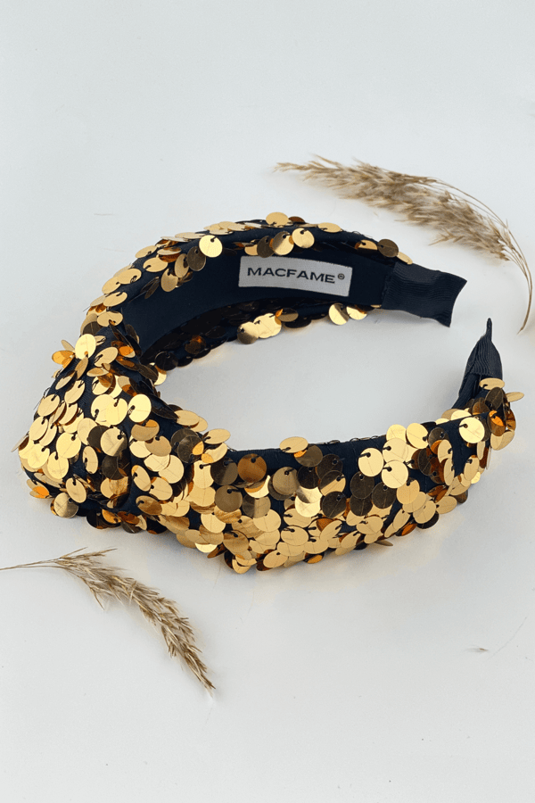Gold Sequin Knotted Headband
